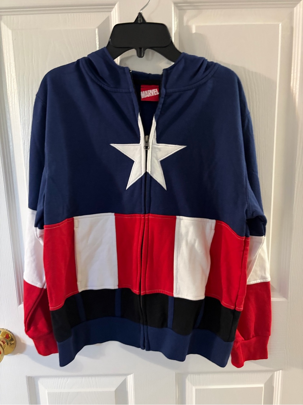 Marvel Kids Captain America Zip-Up Hoodie Jacket - Blue/Red/White
